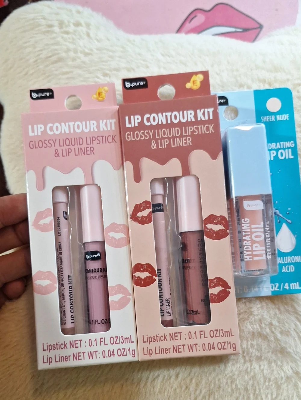 Lip Contour Set — Pink Glossy Liquid Lipstick & Matching Liner